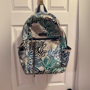 Vera Bradley Teal and Navy Leaf Backpack